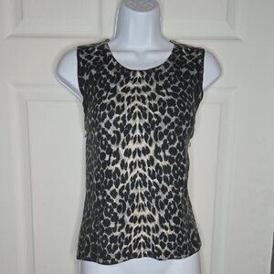 Gray and Black Leopard Print Fitted Tank Top
